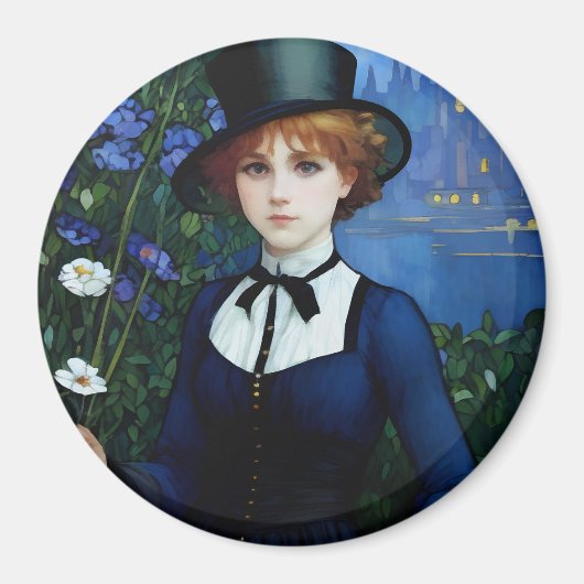  Stijl  Donker Academie Meisje Portret Magneet (Voorkant)