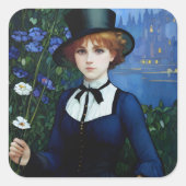  Stijl  Donker Academie Meisje Portret Vierkante Sticker (Voorkant)