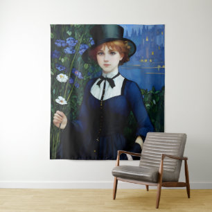 Stijl  Donker Academie Meisje Portret Wandkleed