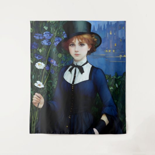  Stijl  Donker Academie Meisje Portret Wandkleed (Voorkant)