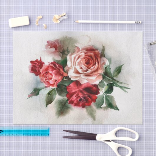  stijl donkerlicht rood en roze rozen tissuepapier (Craft)