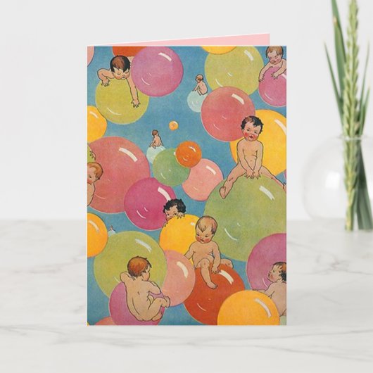 stijl douche van baby's op kleurrijke bubbels aankondiging (Voorkant)