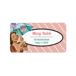 stijl doucheparaplu adreslabel - roze etiket