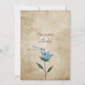 Stijl Dragonfly en Blauwe Bloemenbruiloft Kaart (Achterkant)