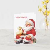 stijl Duckling Santa Kaart (Gele Bloem)