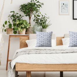 -stijl Dusty Blauw en Wit Patterned Kussen