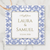 -stijl Dusty Blue Patterned Bedankjes Labels (Voorkant)