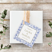 -stijl Dusty Blue Patterned Bedankjes Labels