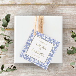 -stijl Dusty Blue Patterned Bedankjes Labels