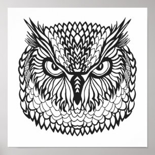 Stijl Eagle Owl Head 2 Poster