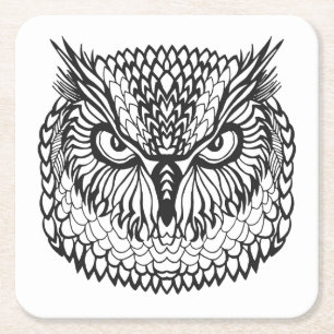 Stijl Eagle Owl Head Kartonnen Onderzetters