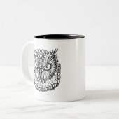 Stijl Eagle Owl Head Tweekleurige Koffiemok (Voorkant links)