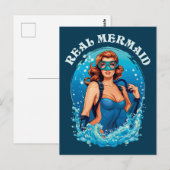 stijl echte zeemeermin - Vrouw duiker Briefkaart (Voorkant / Achterkant)