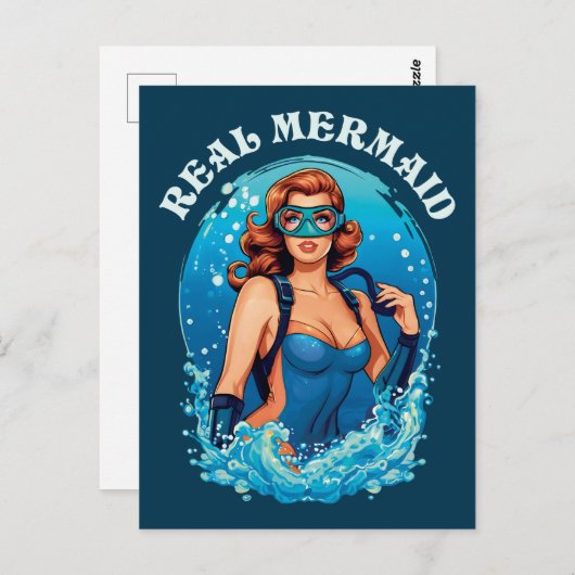  stijl echte zeemeermin - Vrouw duiker Briefkaart (Voorkant / Achterkant)