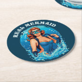  stijl echte zeemeermin - Vrouw duiker Ronde Kartonnen Onderzetter (Gebogen)