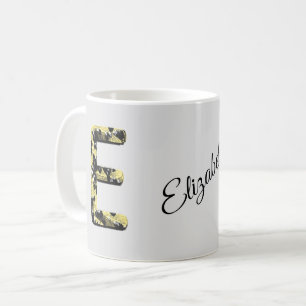 stijl Elegant Gold Black Letter E Monogram Koffiemok