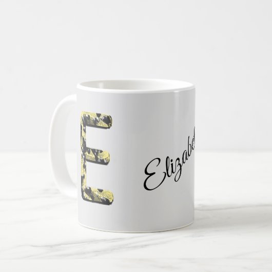 stijl Elegant Gold Black Letter E Monogram Koffiemok (Voorkant links)