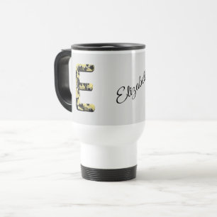  stijl Elegant Gold Black Letter E Monogram Reisbeker