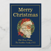  stijl Elegant Santa Merry-kerstgoud Folie Feestdagenkaart (Voorkant)