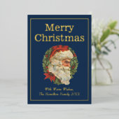  stijl Elegant Santa Merry-kerstgoud Folie Feestdagenkaart (Staand Voorkant)