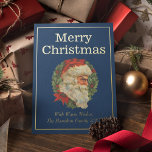 stijl Elegant Santa Merry-kerstgoud Folie Feestdagenkaart<br><div class="desc">kerstkaart met elegante  stijl,  met echte gouden folie en een lepel met een Santa face. Het kenmerkt een blauw marinekleur en al tekst is editable.</div>