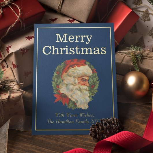  stijl Elegant Santa Merry-kerstgoud Folie Feestdagenkaart