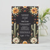 Stijl Elegante Fiesta Cactus Floral Mexicaanse bru Kaart (Staand voorkant)