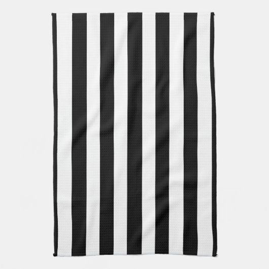 Stijl en elegantie in zwart-wit gestreept patroon theedoek (Verticaal)