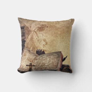 stijl engel met open boek en kruisbeeld kussen