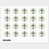  stijl Faith Cross in Groen Ronde Sticker (Vel)