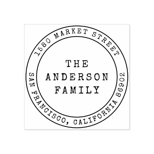 Stijl Familienaam & Rond Terugkeeradres Rubberstempel (Afrduk)