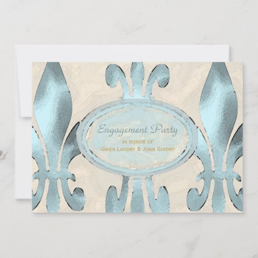  stijl Fleur de Lis Engagement Party Kaart (Achterkant)
