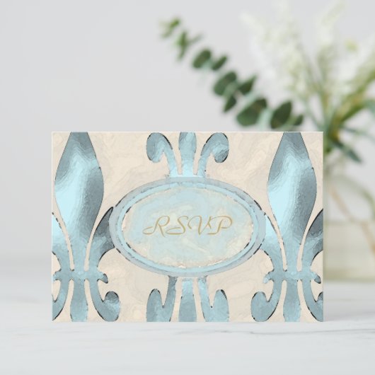  stijl Fleur de Lis RSVP-kaart RSVP Kaartje (Staand voorkant)