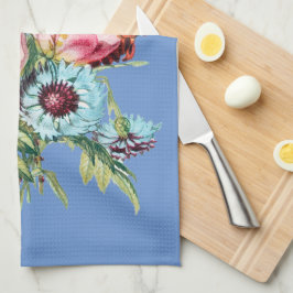  stijl Floral Bouquet op Blue Kitchen Towel Theedoek