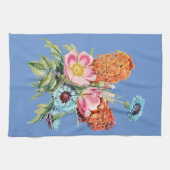  stijl Floral Bouquet op Blue Kitchen Towel Theedoek (Horizontaal)
