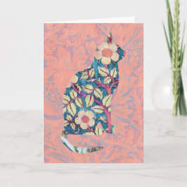  stijl Floral Cat Silhouette Art Kaart