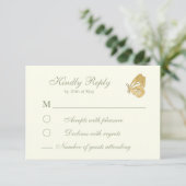  stijl Floral Cream en salie RSVP Card (Staand voorkant)