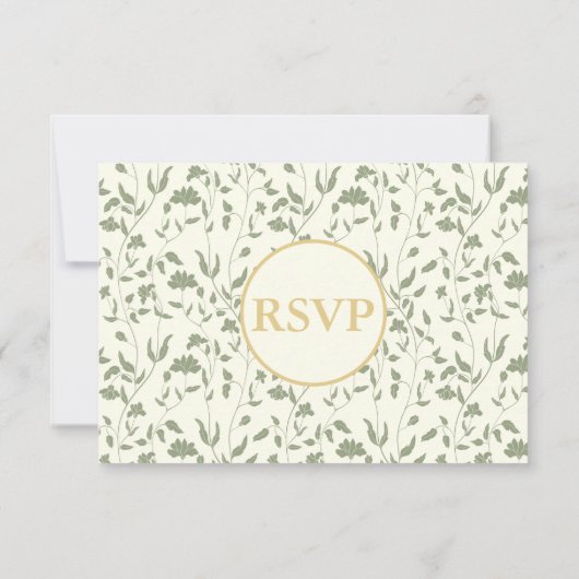  stijl Floral Cream en salie RSVP Card (Achterkant)
