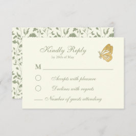  stijl Floral Cream en salie RSVP Card