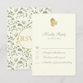  stijl Floral Cream en salie RSVP Card Kaartje