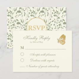  stijl Floral Cream en salie RSVP Card Kaartje