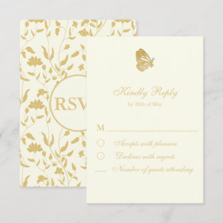 stijl Floral Cream RSVP Card Kaartje
