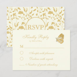 stijl Floral Cream RSVP Card Kaartje