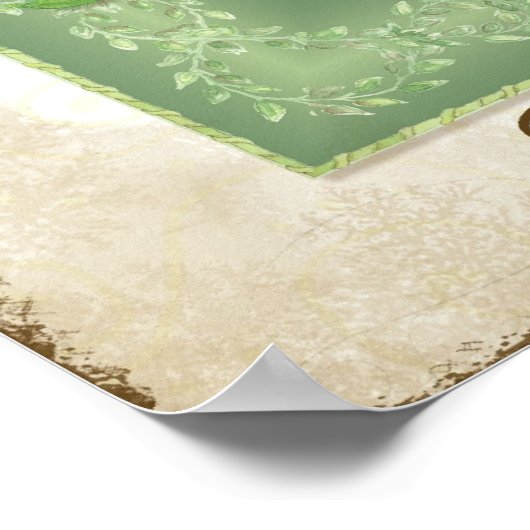  stijl Floral - Gele pony met Brocade Poster (Hoek)