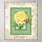  stijl Floral - Gele pony met Brocade Poster (Voorkant)