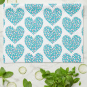 stijl Floral Heart Aqua Blue Kitchen Towel Theedoek (Gevouwen)