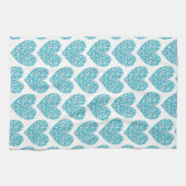 stijl Floral Heart Aqua Blue Kitchen Towel Theedoek (Horizontaal)