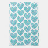 stijl Floral Heart Aqua Blue Kitchen Towel Theedoek (Verticaal)