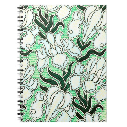  stijl Floral Patroon in Groen Journal Notitieboek (Voorkant)