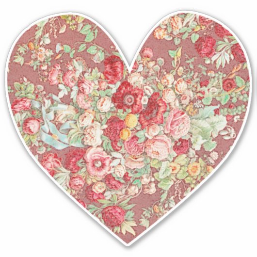  stijl Floral Roos Heart Sticker (Voorkant)